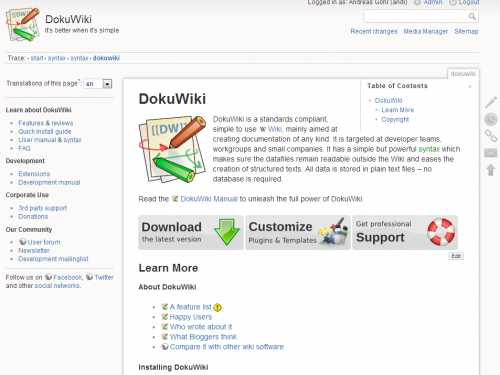 DokuWiki Screenshot
