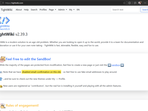 TightWiki Screenshot